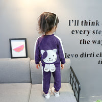 Children's Corduroy Cat Long Sleeve Sports Suit