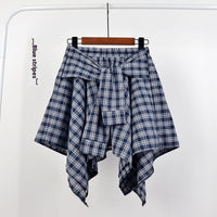 College Style Plaid Irregular Dance Skirt