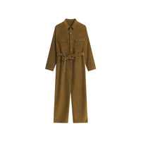 Solid Color Fashion High-waist Straight-leg Jumpsuit