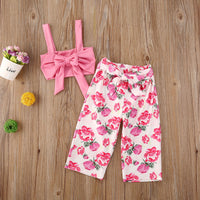 Girls' floral top tube top small floral pants