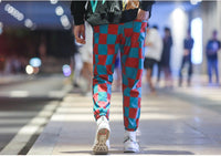 Nuthink men's pants lattice overalls men's tide brand loose Harajuku style multi-pocket hip-hop beam foot pants