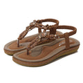 Women's Sandals Wooden Bead Woven Large Size Flat Bottom Casual