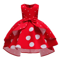 Girls' dress size wave dot retro princess dress