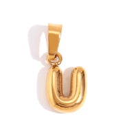 Minimalist Temperament Stainless Steel Plated 18K Gold Mini Bubble Letter Pendant