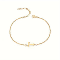 Minimalist Stainless Steel Bracelet With Real Gold Lettering Inside The Cuff