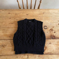 Linen Pattern Sweater Layered Oversized Loose Knit Vest