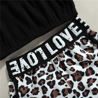 Children's Summer Girls' Camisole Children Midriff-baring Top Leopard Print Children's Shorts Suit