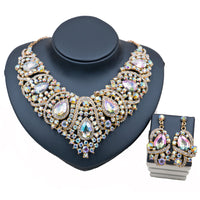 Fast selling explosion, Middle East, Europe and America, colorful exaggerated bride necklace, earring set, alloy color plating