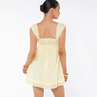 Princess Polly Solid Cream Karita Mini Dress Square Neck Short
