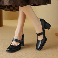 Elegant, Versatile Sheepskin Mary Jane Shoes With A Premium Leather Buckle