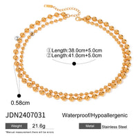 Stainless Steel Beaded Love Necklace 18k Golden Clavicle Chain