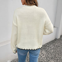Trendy Round Neck Striped Line Sweater For Women