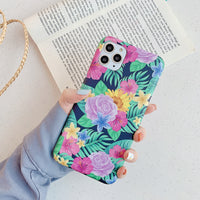 Retro literary flower leaf phone case