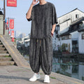 Men's Thin Short-sleeved Trousers Loose Two-piece Suit