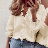 Women's Ruffle Sleeve Casual Shirt