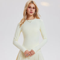 Womens Long-sleeve Stretchy Quick-drying Bare-feel Yoga Wear