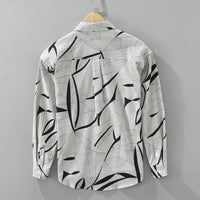 Japanese Trendy Printed Long Sleeve Shirt For Men