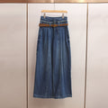 High-waisted A-line Wide-leg Long Jeans