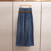 High-waisted A-line Wide-leg Long Jeans