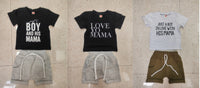 Casual Letter Print Infant Short Sleeve Suit