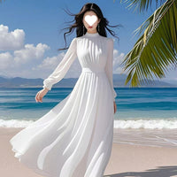 French Style Soft Waist Cinching Flattering Maxi Dress
