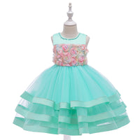 Children's dress, princess dress, pearl three-dimensional flower dress