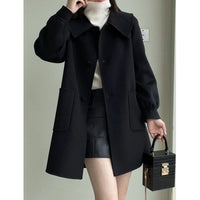 Womens Stylish Casual Doll-Neck Wool Coat