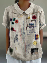 Summer Short Sleeve Printed Pullover Shirt