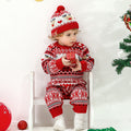 Long Sleeve Deer One-piece Rompers Jumpsuit Christmas Hat Suit