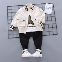 Boys Fashion Letter Printing Five-pointed Star Stand Collar Long Sleeve Coat
