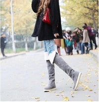 Autumn and winter hot snow boots women's flat flat with cotton boots over the knee boots