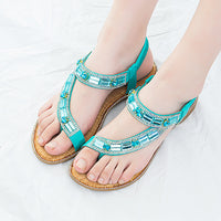 Flip Toe Sandals Round Toe Pearl Large Size For Women