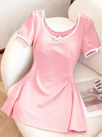 Women's Simple Contrast-color Bow Dress