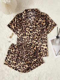 Cardigan Pajamas With Short Sleeves Cozy Casual Loungewear Set