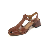 French Style Retro Closed Toe Roman Style Hollow-out Women's Sandals