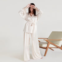 Womens Summer Loungewear Set Relaxed Comfortable Rayon-Look Pants And Robe For Casual Home Wear