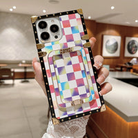 Checkerboard Square Bracket Shell Mobile Phone Case