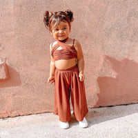Fashion Spring And Summer New Girls Hanging Neck Off Two Piece Suit