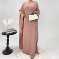 Womens Cinched-waist Batwing-sleeve Dress