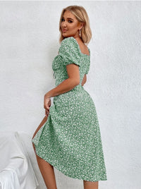 French-Style Floral Slip Dress - Women's Backless Sleeveless Slim-Fit Summer Midi Dress With Side Slit And Adjustable Suspender Straps
