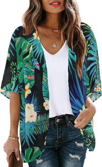 New Beach Bikini Sun Protective Blouse Vacation Chiffon Printed Cardigan