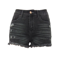 Ripped Stretch Denim Womens High-Waist Shorts