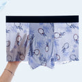 Digital Printing Men's Honeycomb U Convex Boxer Briefs Ice Silk Seamless
