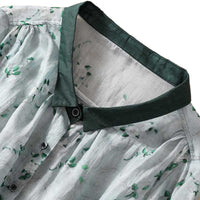 Cotton And Linen Top Women's Loose Printed Linen Shirt