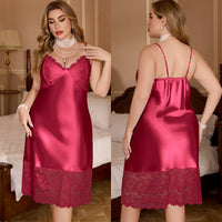 Womens Summer Lace-Patchwork Camisole Nightdress