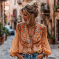 Sweet Effortless Korean-Style Fashion V-Neck Loose Long-Sleeve Shirt