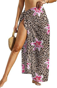 Women's Sheer Sarong High-Slit One-Size Swimsuit Cover-Up