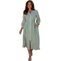 Womens Cable-Knit Loose-Fit High-Waisted Dress With Trim