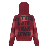 American Casual Spray Dyed Mottled Letter Printing Hooded Fleece Lined Sweater