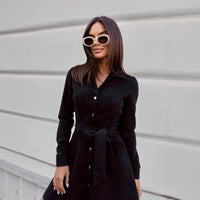 Womens Loose Plus-Size Lace-Up Dress